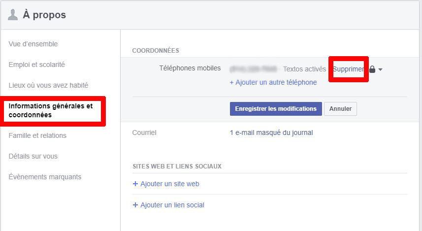 Voici où supprimer son numéro de téléphone sur Facebook Facebook comment supprimer numéro de téléphone