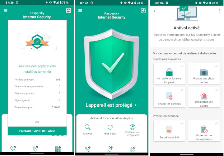 L’application Kaspersky Internet Security permet de protéger nos téléphones ou tablettes Android. Kaspersky antivirus téléphone intelligent