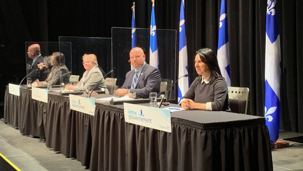 Valérie Plante et Ian Lafrenière lors d'un point de presse, le 12 décembre 2020.