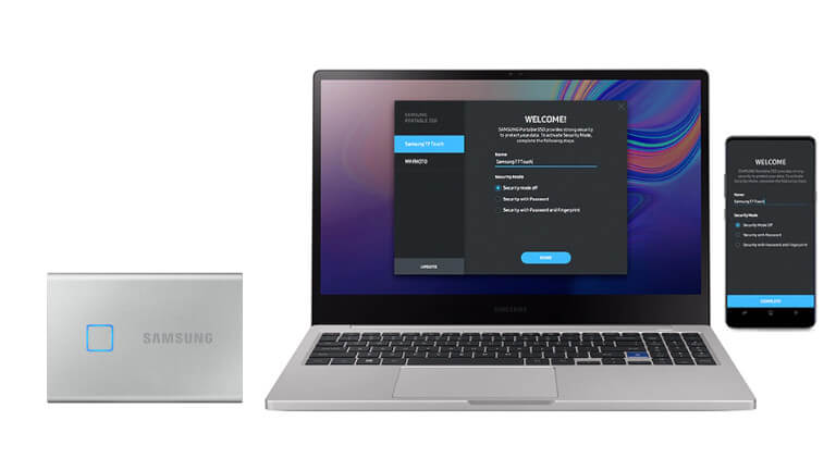 Disque dur externe Portable SSD T7 Touch Samsung Ordinateur T&eacute;l&eacute;phone
