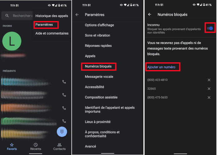 &Eacute;tapes bloquer num&eacute;ro t&eacute;l&eacute;phones pixel
