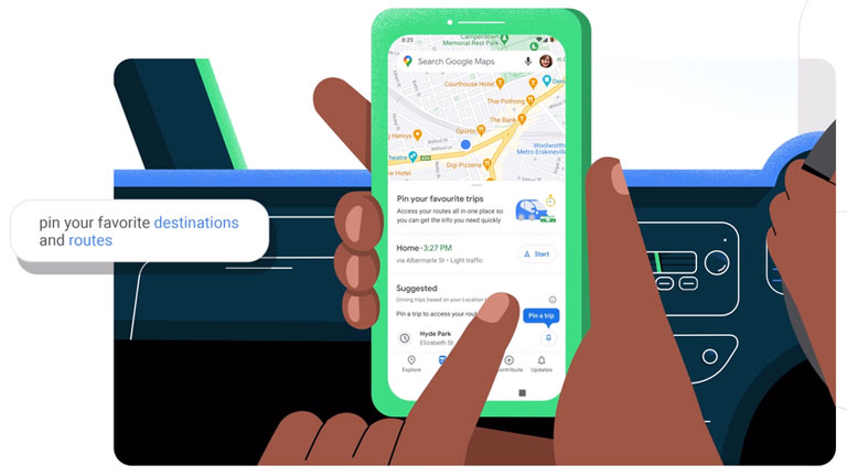 nouvelle fonction trajet Google Maps Android 11