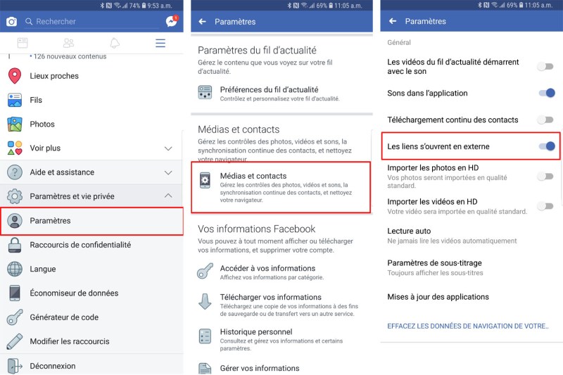 Retirer navigateur Facebook Android