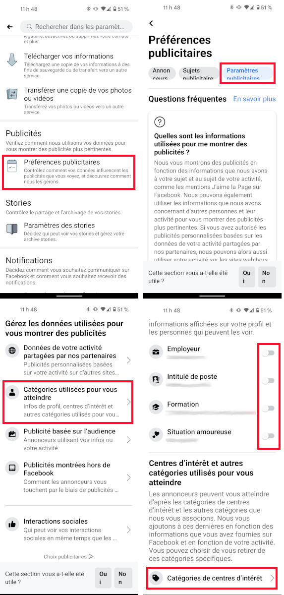 Param&egrave;tres ciblage publicitaire Facebook t&eacute;l&eacute;phone intelligent