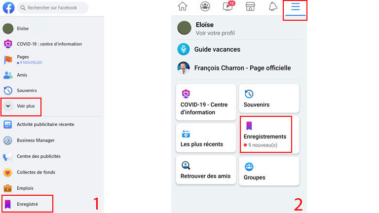 &eacute;tapes comment g&eacute;rer sauvegardes Facebook mobile web