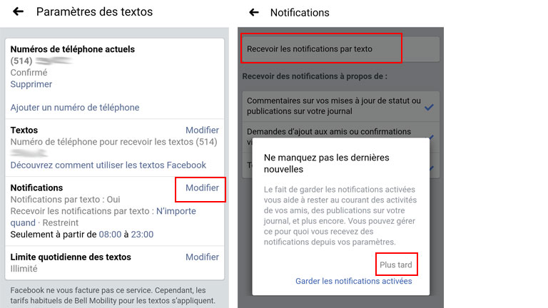 comment d&eacute;sactiver notifications facebook mobile 2