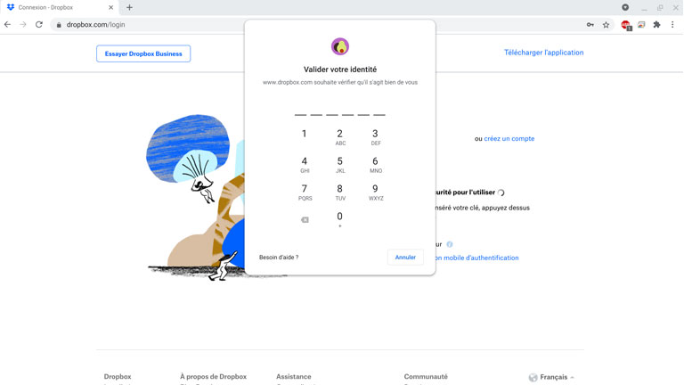 La fonction d'authentification web, compatible avec certains sites, est maintenant ajoutée à Chrome. connexion rapide authentification web chrome os dropbox