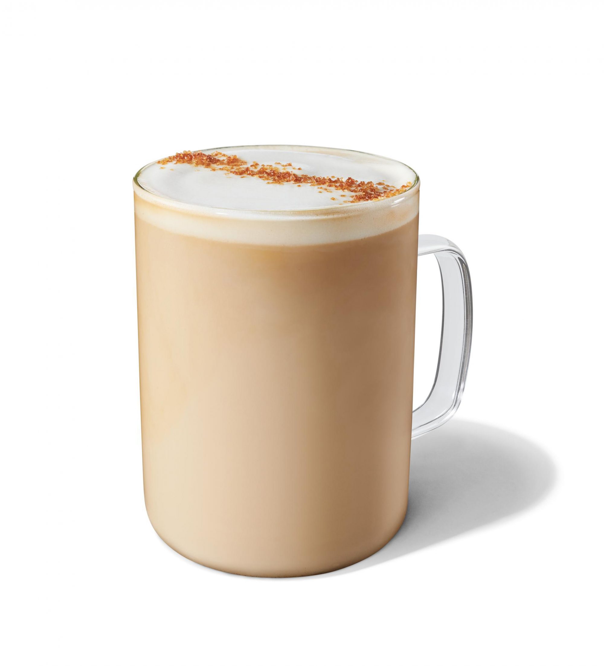 Un latt&eacute; miel et avoine de chez Starbucks dans une tasse en verre