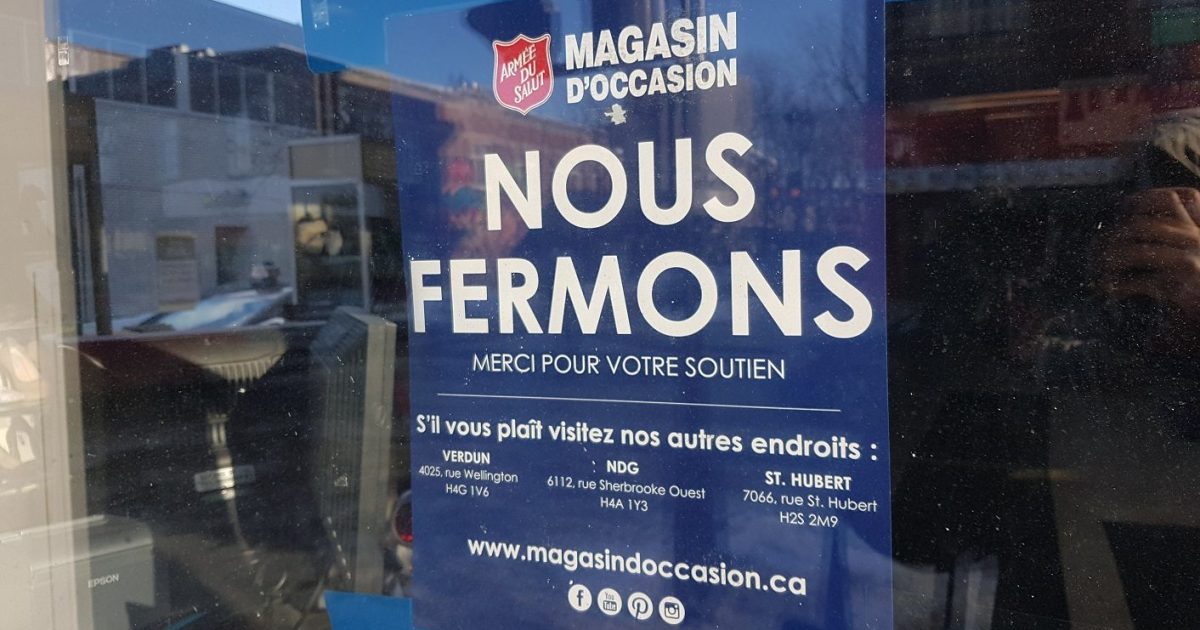 Fermeture définitive du magasin de l’Armée du Salut dans Hochelaga