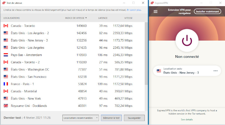 Test vitesse ExpressVPN