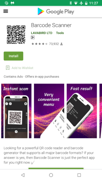 Barcode application code-barre virus