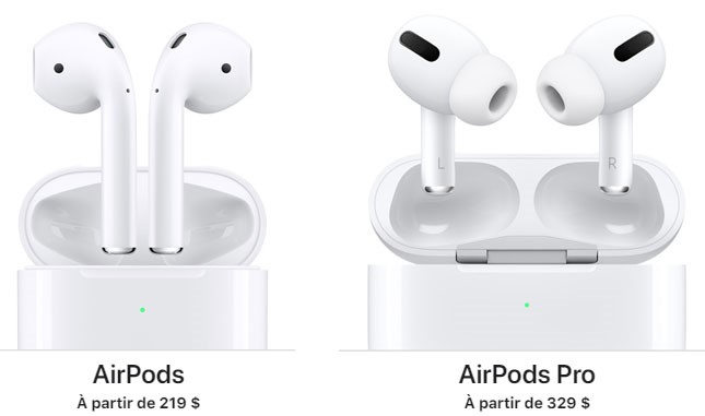 importante diff&eacute;rence prix AirPods classiques vs. Pro