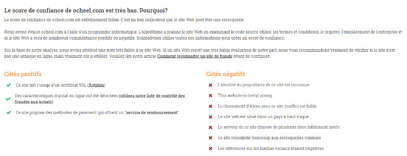 Scamadviser informations site fraude