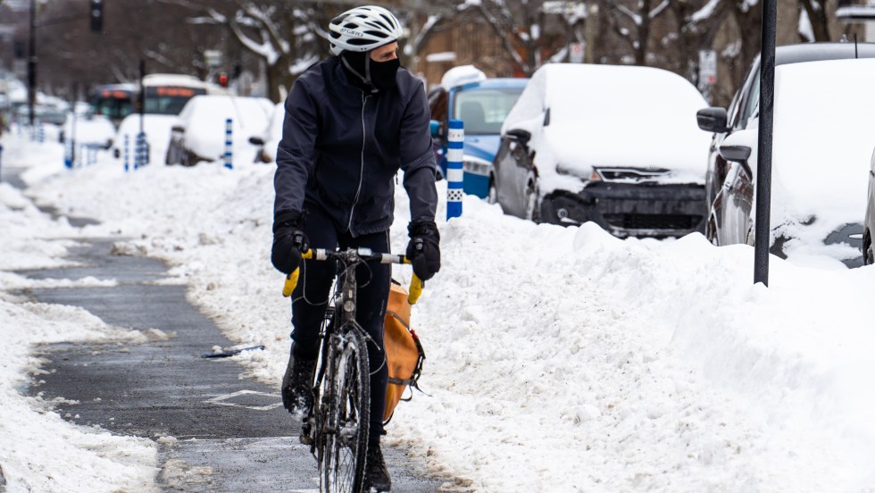 Vélo d'hiver sur le REV