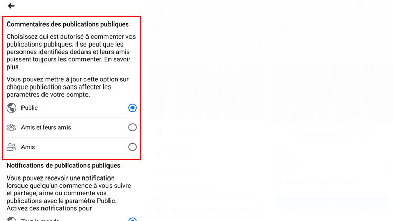 aper&ccedil;u comment limiter tous commentaires publications facebook