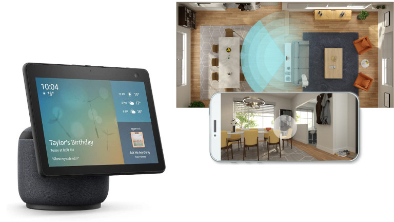 L’Echo Show 10 peut tourner sur soi-même pour nous suivre ou pour sa fonction de caméra de sécurité. Echo Show 10 rotation