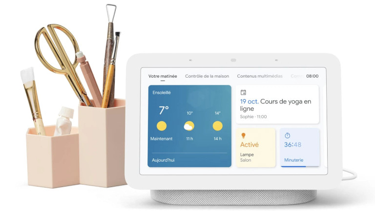 L’écran de l’assistant Nest Hub 2e génération apporte une belle polyvalence. Google Nest Hub 2e génération écran