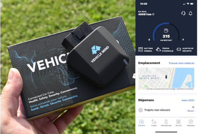 L'application de Vehicule Mind est disponible en français. Vehicule Mind application mobile