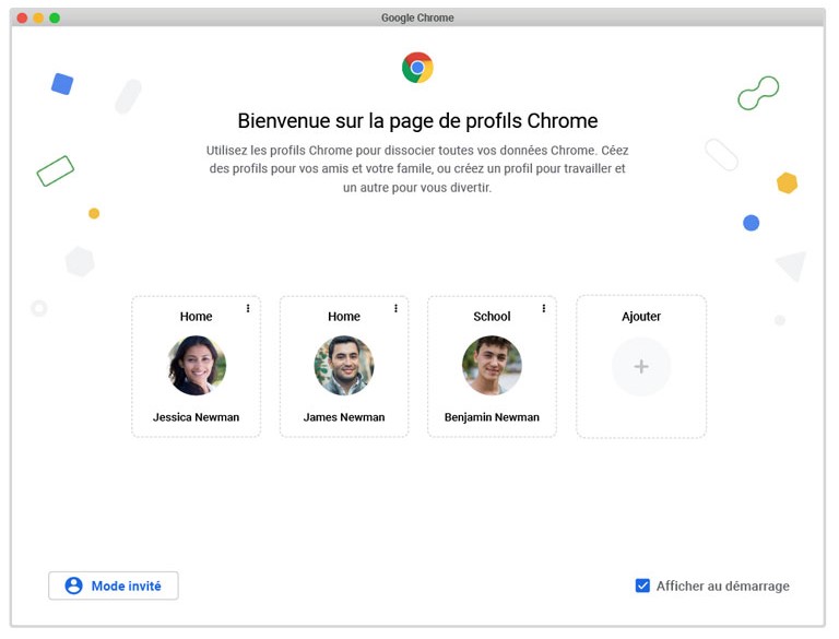 aper&ccedil;u page profils google chrome nouveaut&eacute;