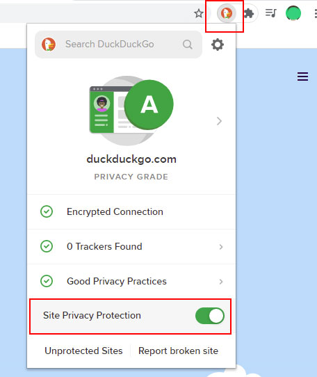 comment d&eacute;sactiver site privacy protection duckduckgo