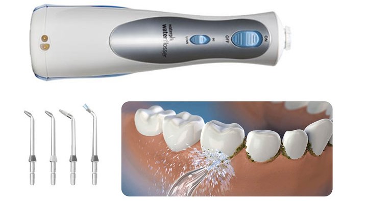 Avec ses 4 têtes différentes et ses deux options de puissance, l’HydroPulseur convient à tous les types de dents. hydropulseur sans fil remplace soie dentaire tous types dents