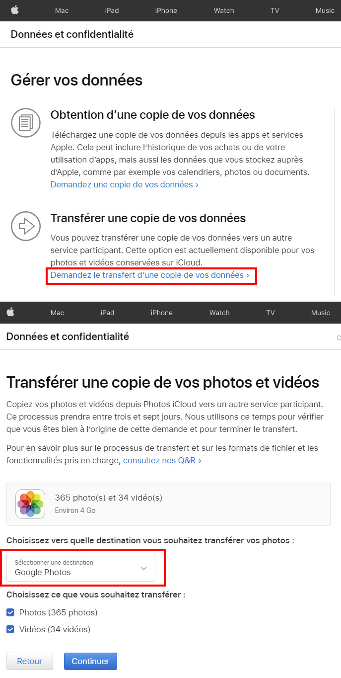 Comment faire le transfert de nos photos et vid&eacute;os d&rsquo;iCloud &agrave; Google Photos. 