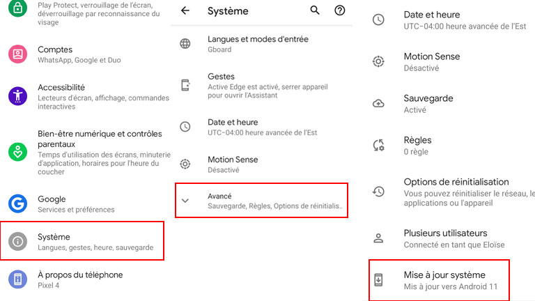 aper&ccedil;u comment v&eacute;rifier mise &agrave; jour syst&egrave;me tablette