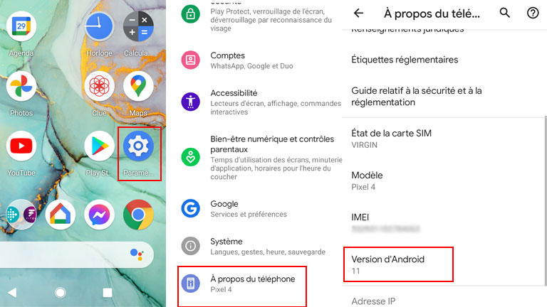 aper&ccedil;u comment v&eacute;rifier version syst&egrave;me tablette android