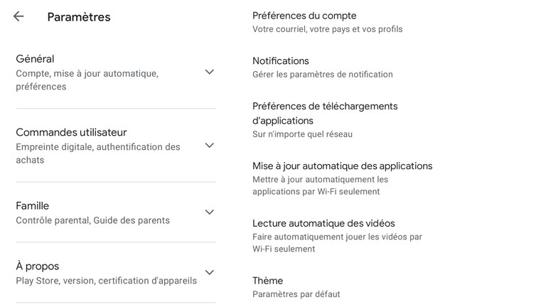 Le nouveau menu des paramètres du Play Store est beaucoup plus simple d’utilisation qu’il ne l’était. aperçu nouveau menu paramètres simplifié google play store