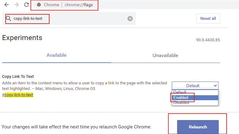 comment activer manuellement partage de liens sp&eacute;cifiques google chrome web
