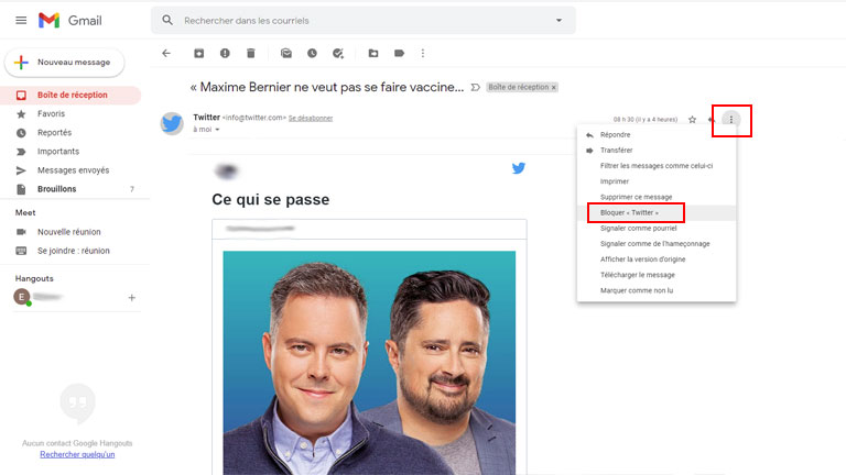 comment bloquer destinataire ind&eacute;sirable gmail spam pourriel