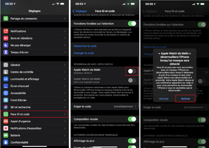 &Eacute;tapes pour activer la fonctionnalit&eacute; de d&eacute;verrouillage avec l&rsquo;Apple Watch