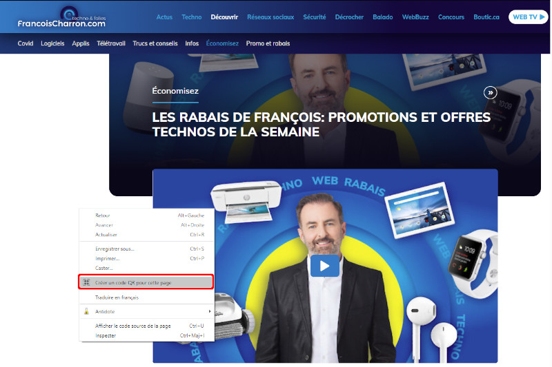 Cr&eacute;er code QR Google Chrome