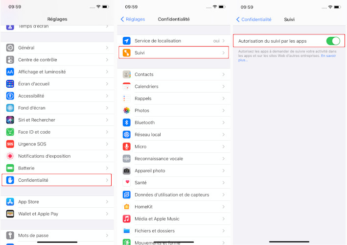 O&ugrave; g&eacute;rer les autorisations de suivi sur iPhone
