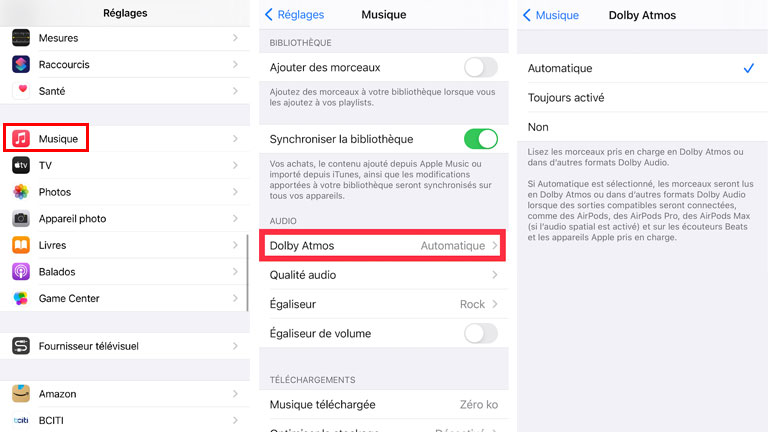 aper&ccedil;u comment activer audio spatial apple music iPhone iPad