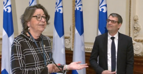Claire Samson, ex-députée de la CAQ, et Éric Duhaime, chef du Parti conservateur du Québec (PCQ)