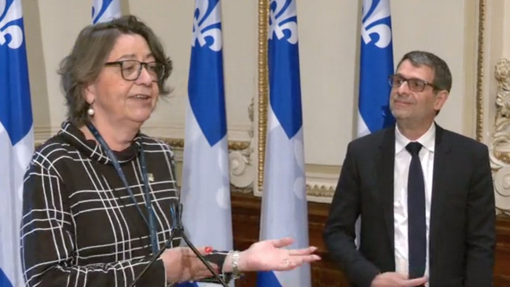 Claire Samson, ex-députée de la CAQ, et Éric Duhaime, chef du Parti conservateur du Québec (PCQ)