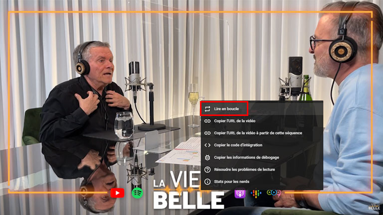 comment activer lecture vid&eacute;o youtube boucle version ordinateur
