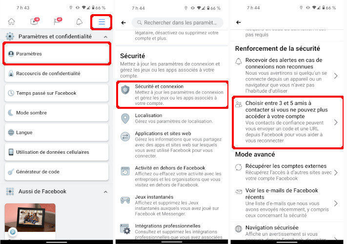 Comment choisir amis de confiances Facebook application mobile t&eacute;l&eacute;phone tablette