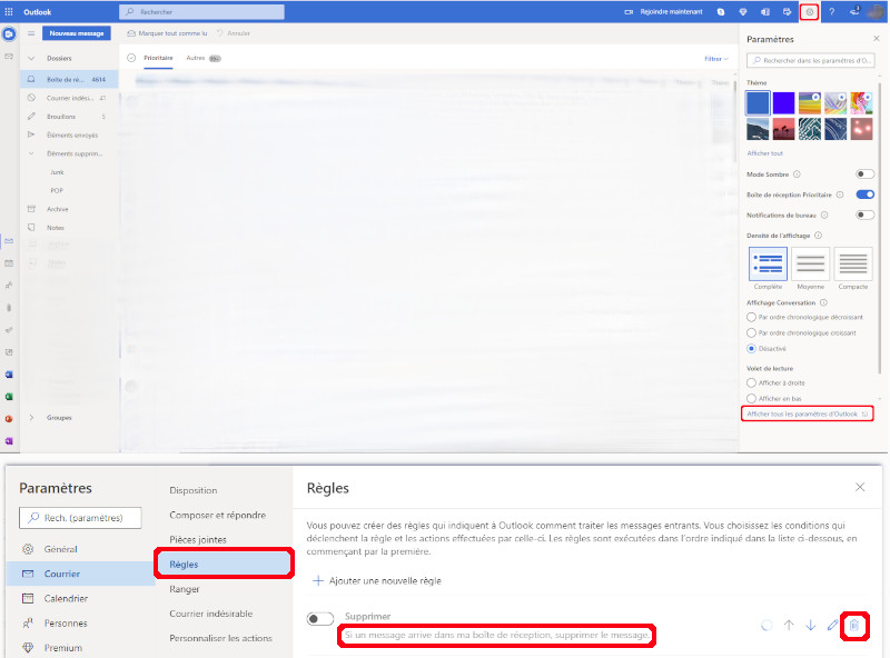 Comment supprimer une r&egrave;gle Outlook
