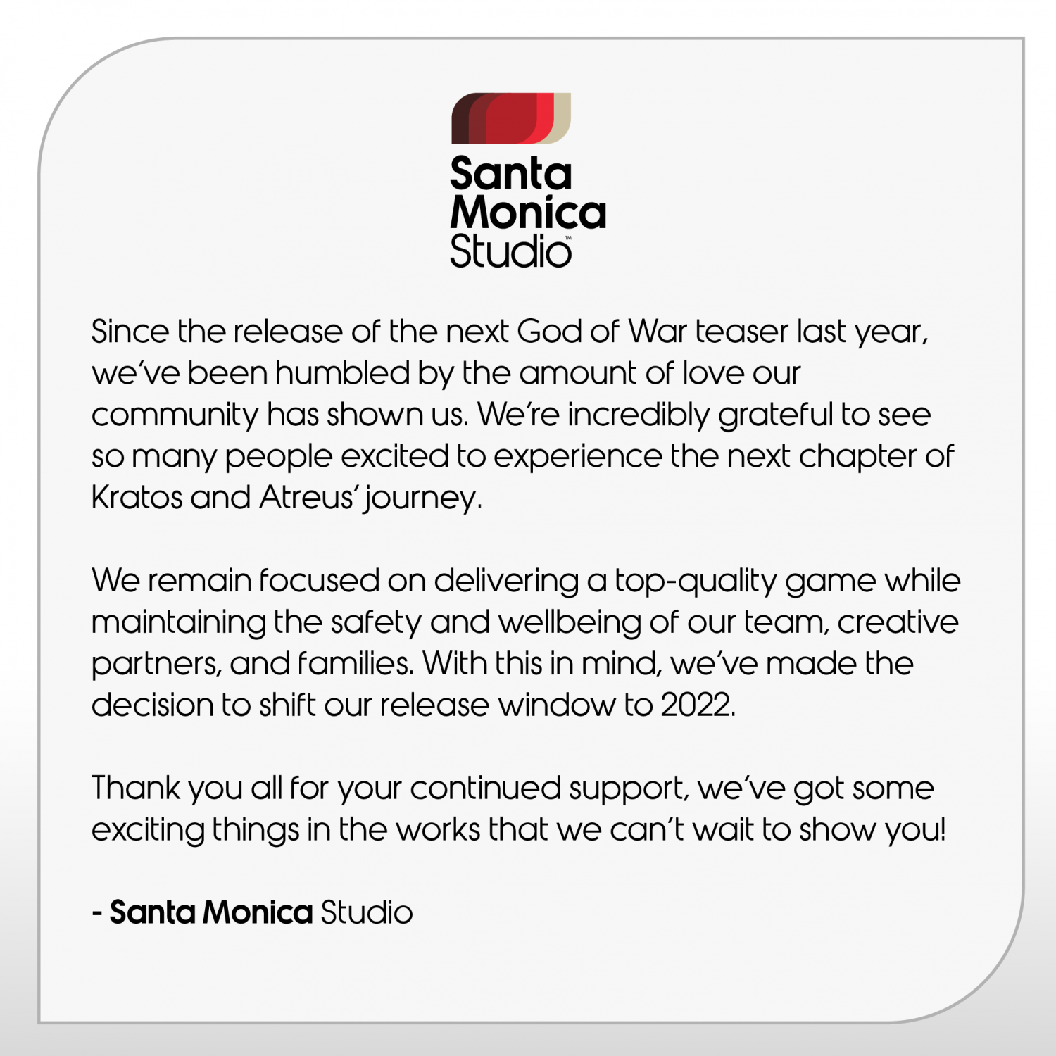 santa monica studio god of war 2 delay 2022