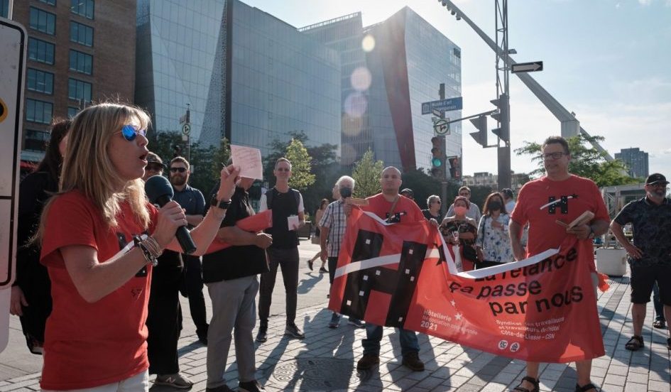 Manifestation de professionnels en hôtellerie à Montréal