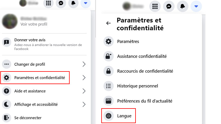 aper&ccedil;u comment param&eacute;trer langue facebook traduction publications ordinateur