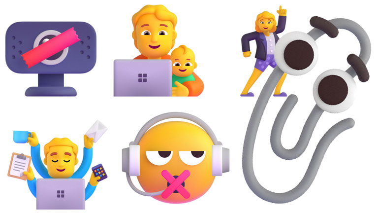 aper&ccedil;u mise &agrave; jour Microsoft nouveaux emojis 3D