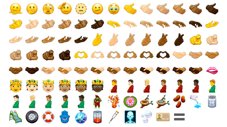 aper&ccedil;u nouveaux emojis 2021-2022 t&eacute;l&eacute;phones intelligents r&eacute;seaux sociaux