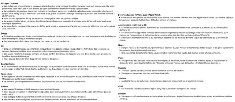 liste nouveaut&eacute;s am&eacute;liorations iOS 14.7 iphone apple