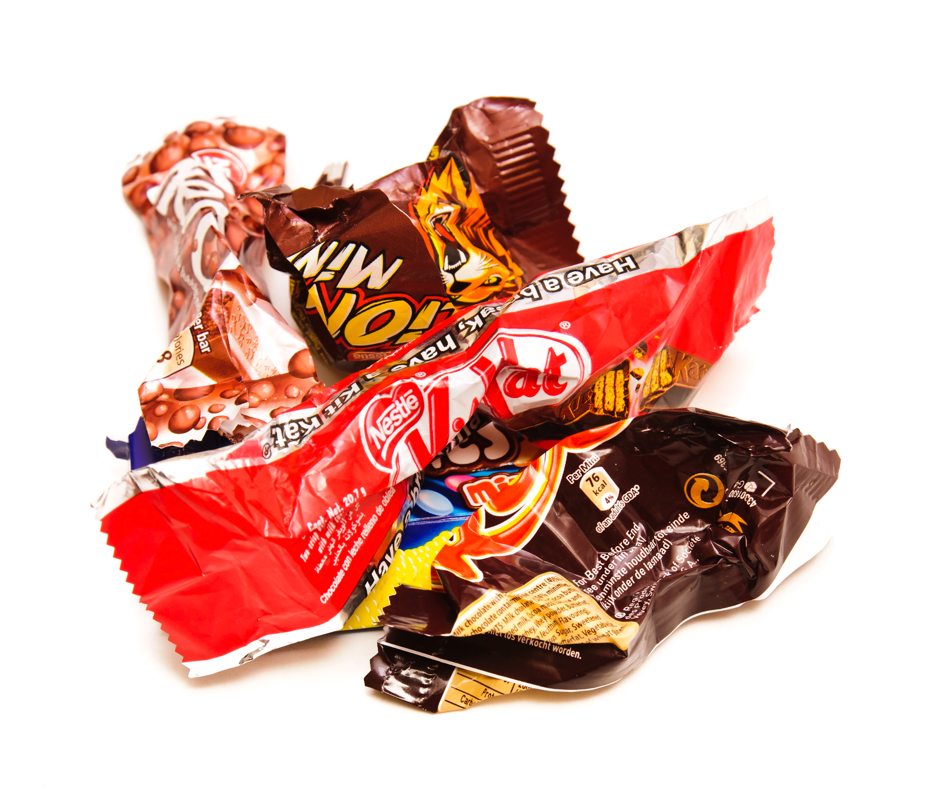 Des déchets de mini barres chocolatées.