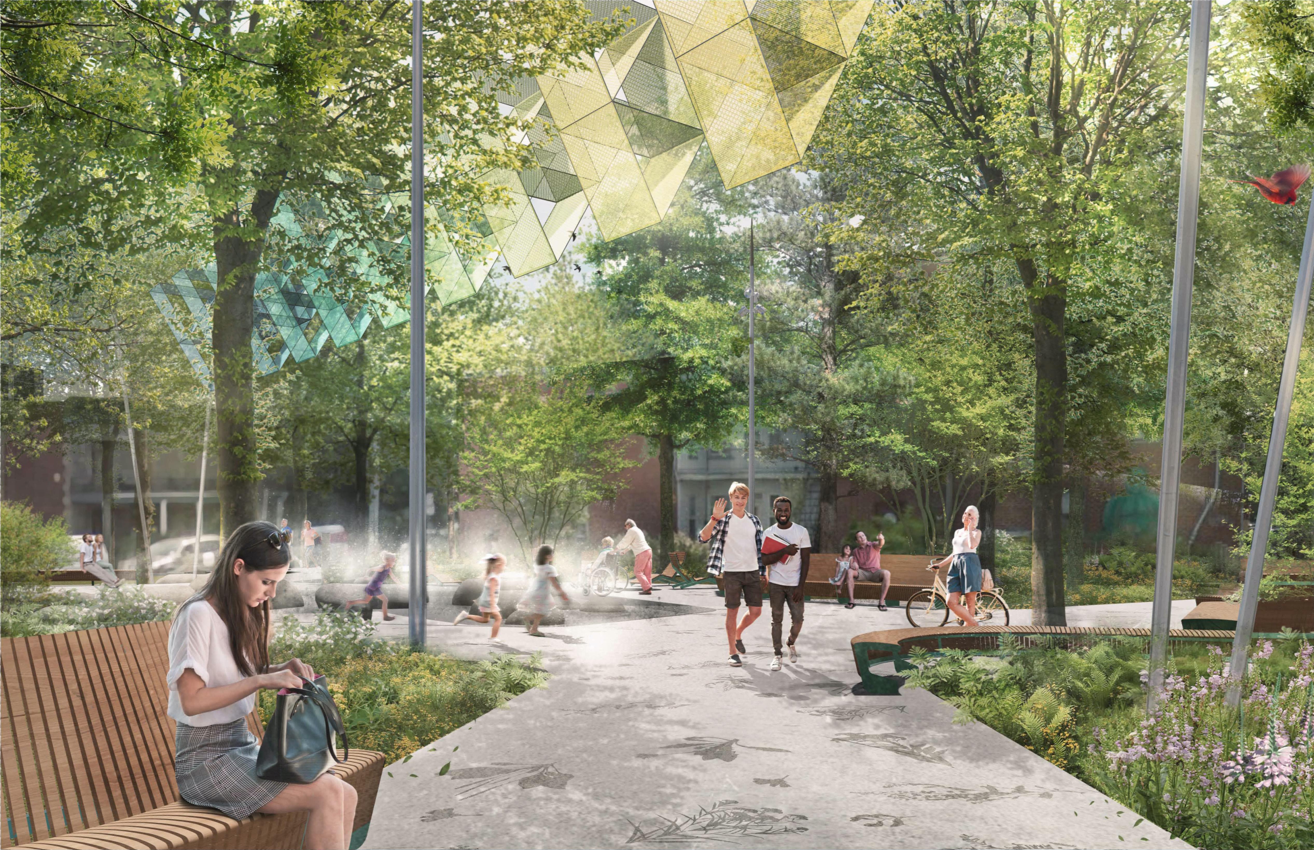 perspectives de la future place des Fleurs-de-Macadam