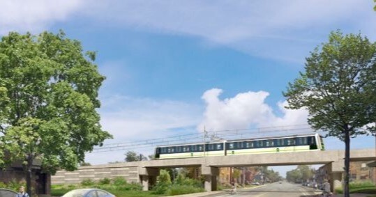 Une modélisation du futur viaduc ferroviaire, à titre indicatif.