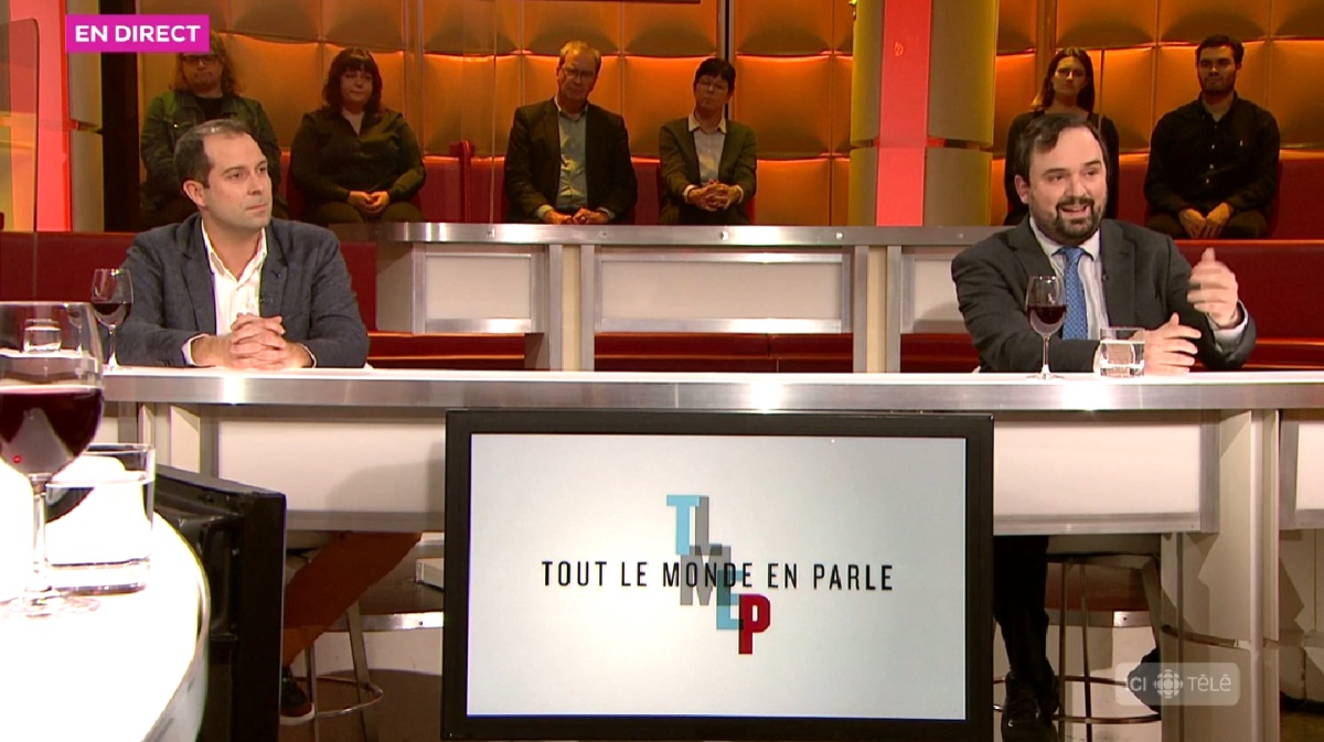 Le journaliste Thomas Gerbet et l'avocat Me Patrick Martin-Menard.